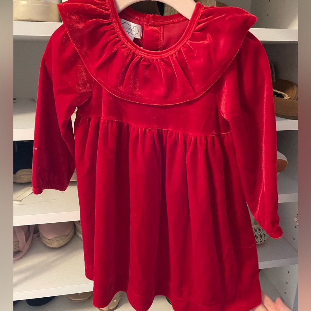Mud Pie red velour dress